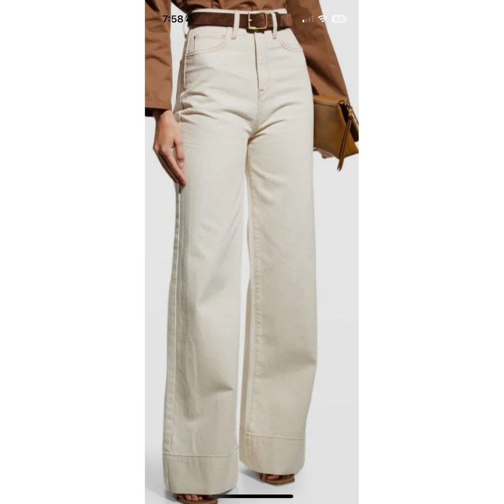 $296 Triarchy Women's White High-Rise Wide-Leg Jeans Size 27